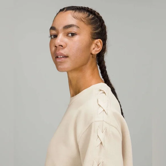 Lululemon Braided Sleeve Pullover - White Opal - Picture 2 of 7